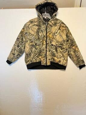 WFS Burly Camo tan XL Hooded Winter Jacket See Measurements